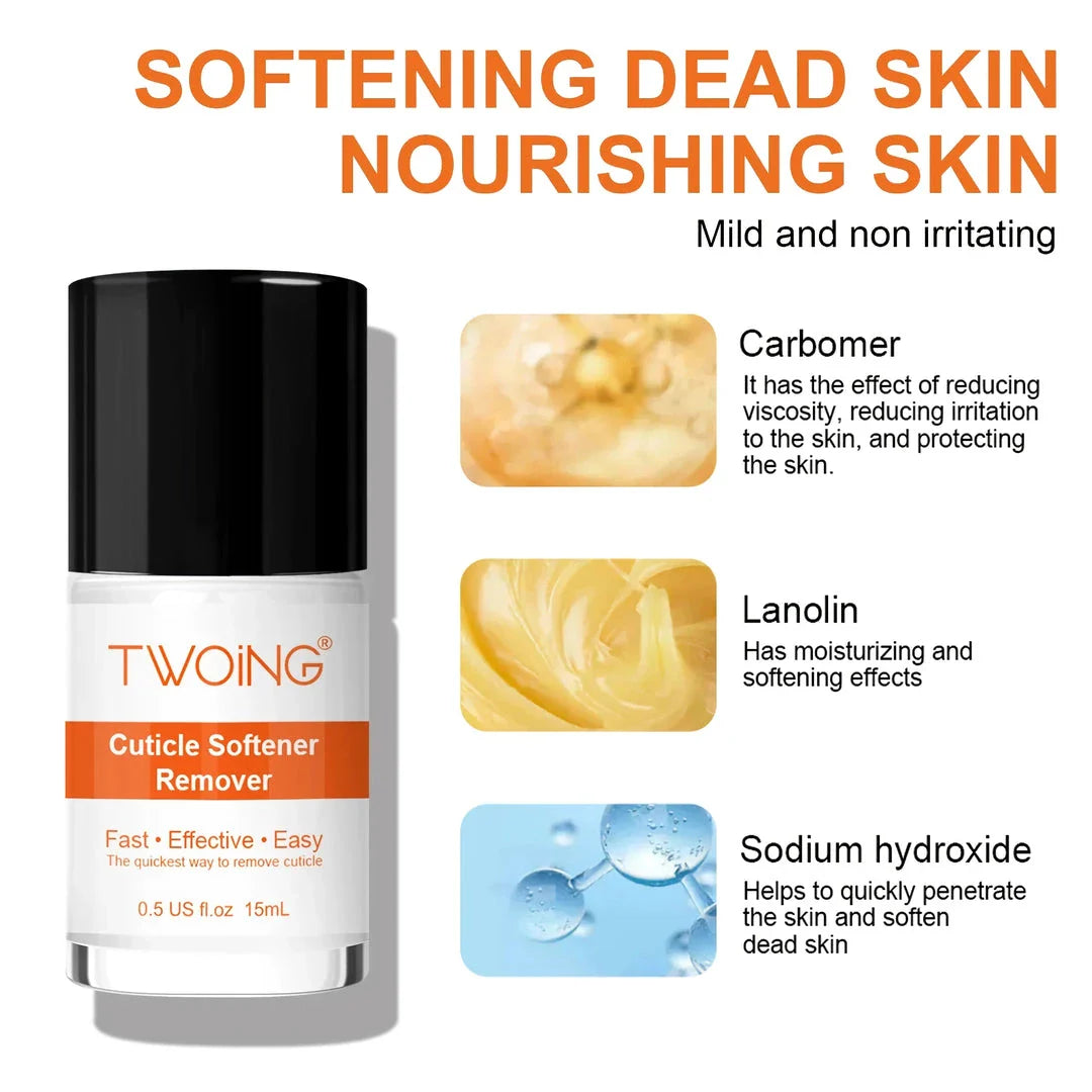 Premium 15ml cuticle softener and moisturiser for hand and foot nail care, softens and hydrates dry, brittle nails