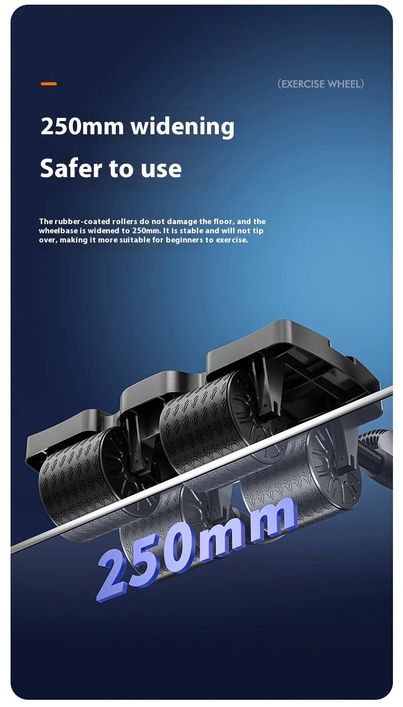 Premium 4-wheel abdominal roller with automatic rebound and mobile app for core strengthening and fitness workout