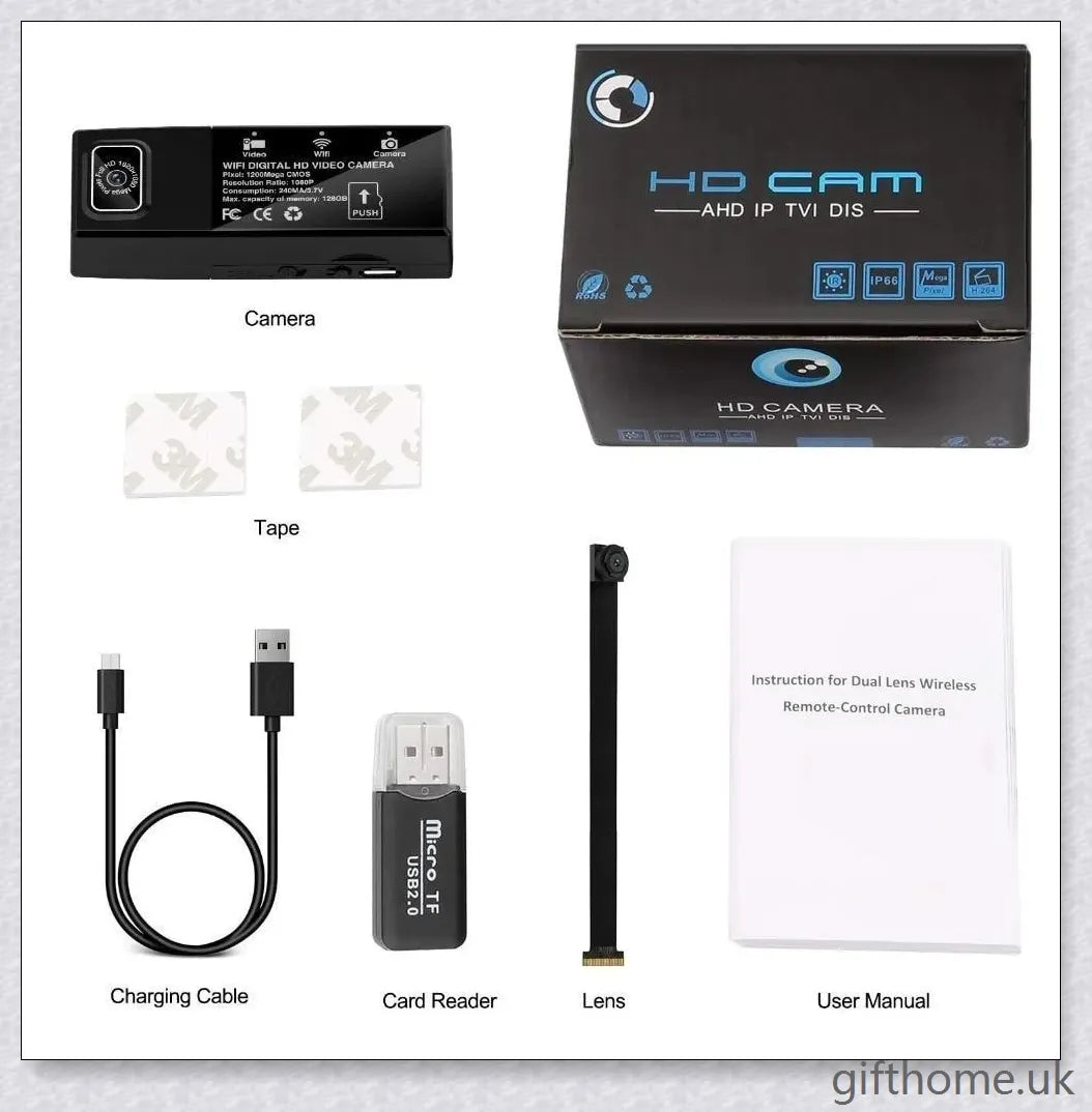 High-definition 1080p mini body camera with compact design, wide viewing angle, and night vision capabilities for security and surveillance applications