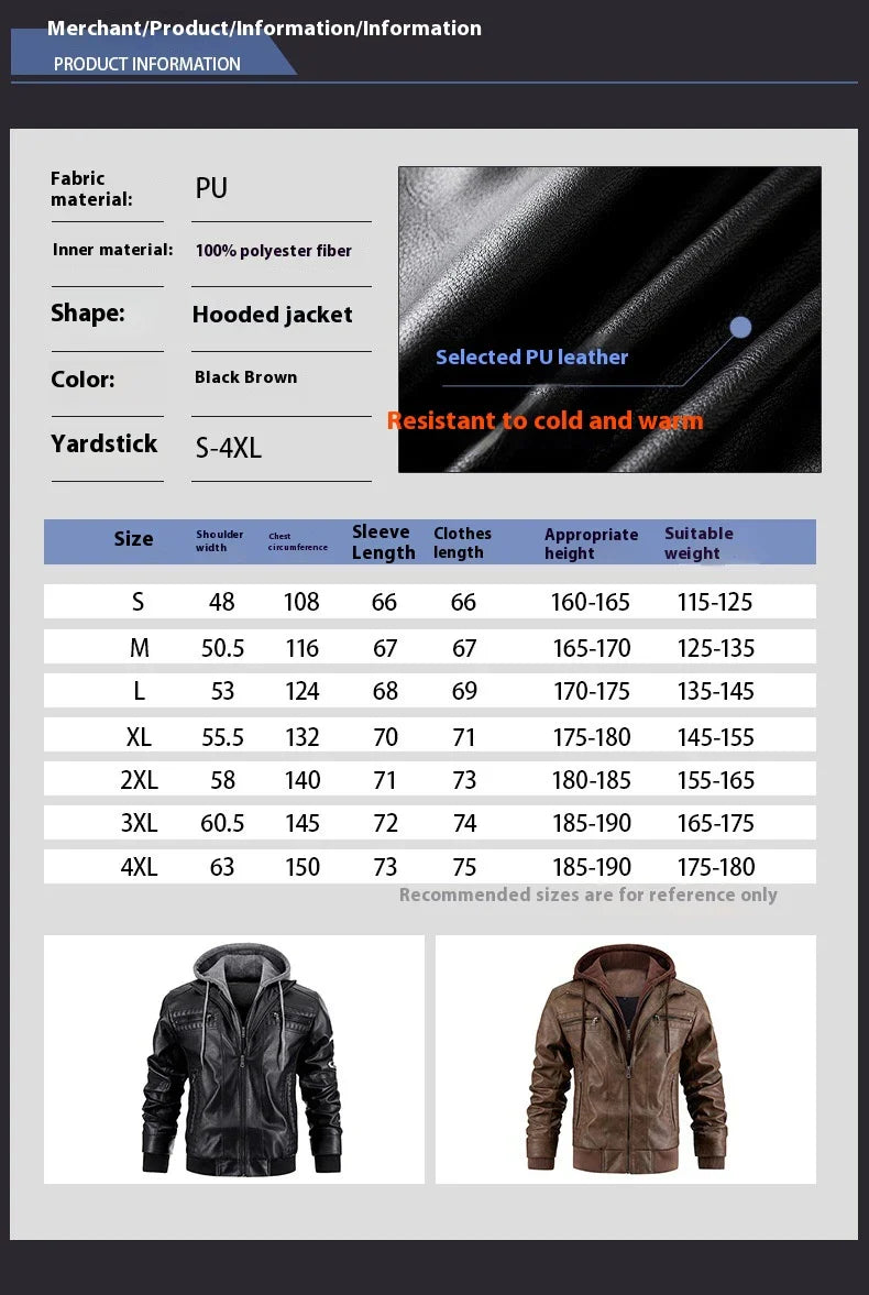 A stylish hooded PU jacket in black, designed for warm winter wear with practical features and a tailored fit.