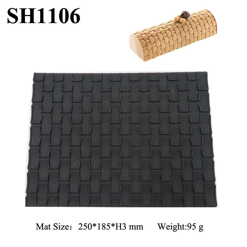 Premium silicone cake mould with woven heart-shaped and wood grain textures for creating delightful desserts