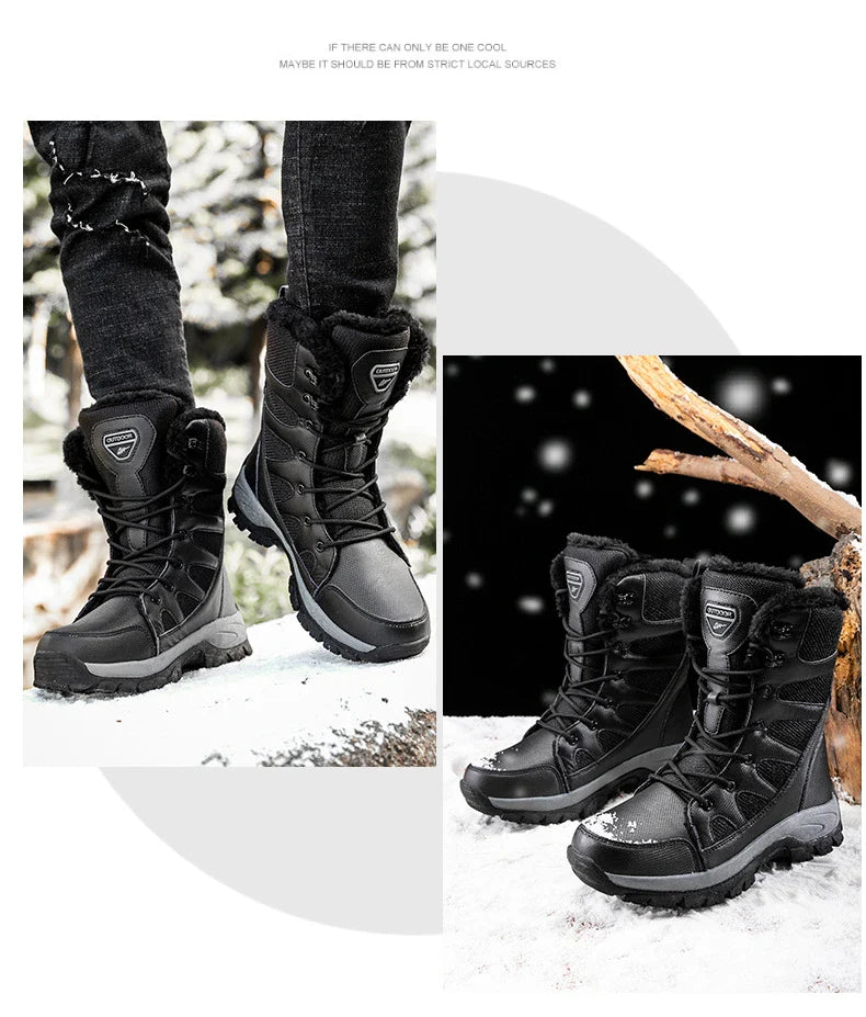 Rugged and insulated winter boots designed for the adventurous British man, featuring a durable, water-resistant outer shell and a flexible, supportive design.