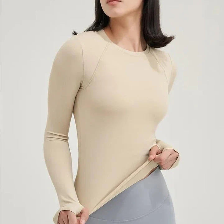 Premium Nylon Gym Top Yoga Shirt for Women in Coffee Colour