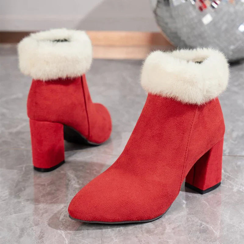 Premium plaid print ankle boots with a cosy lining, sturdy square heel, and versatile design for stylish winter wear