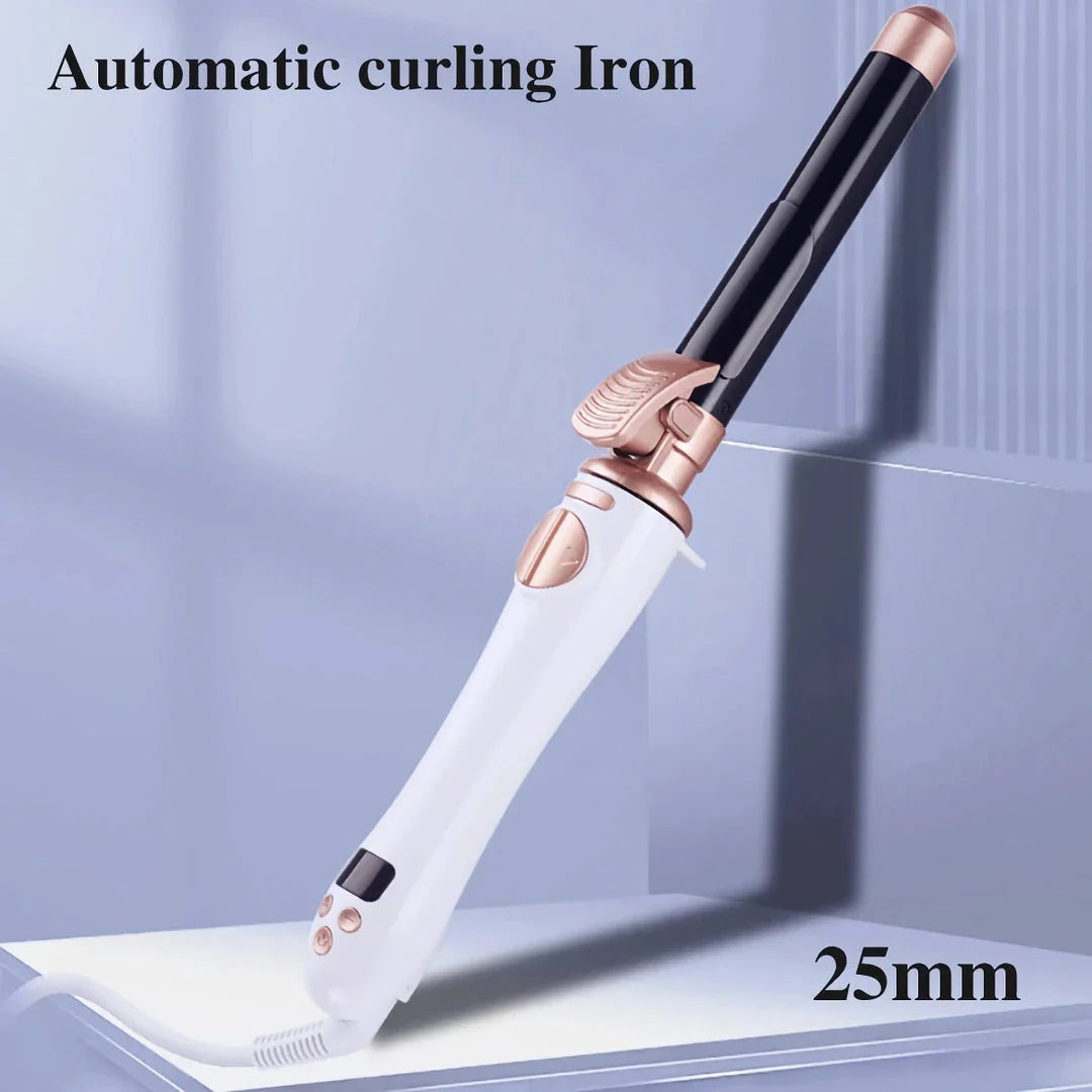 Professional 25mm Automatic Curling Iron with 360-degree Rotation and Adjustable Temperature for Salon-Quality Curls