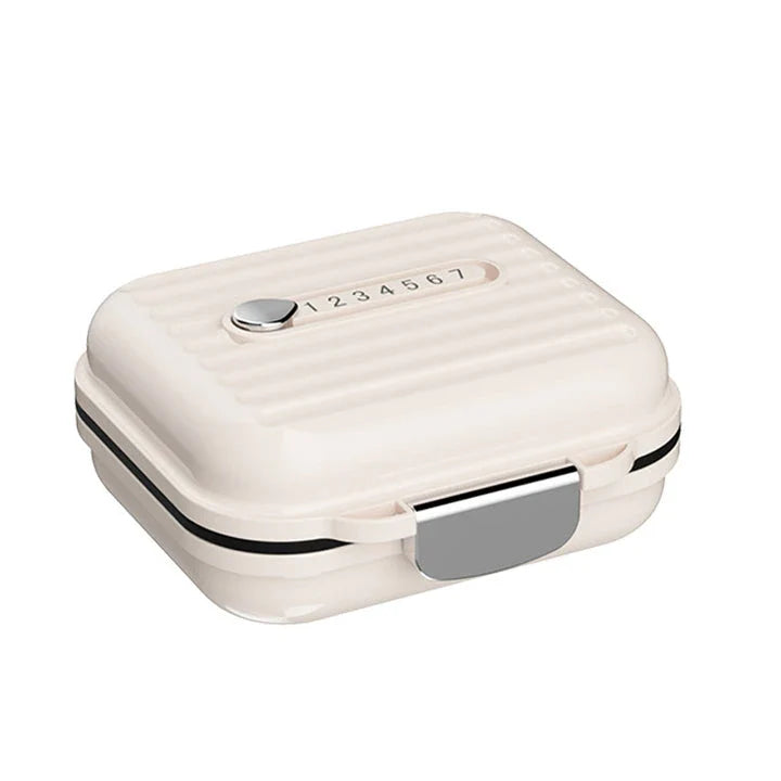 Premium waterproof weekly pill organiser with seven secure compartments for organised medication management