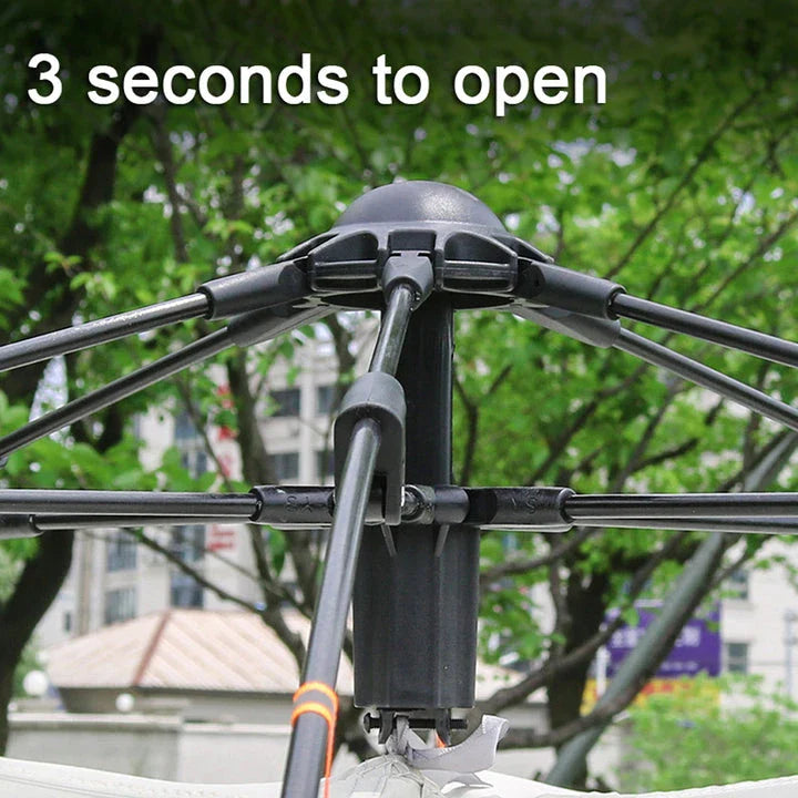 Quick and easy family camping tent with automatic setup and weatherproof design