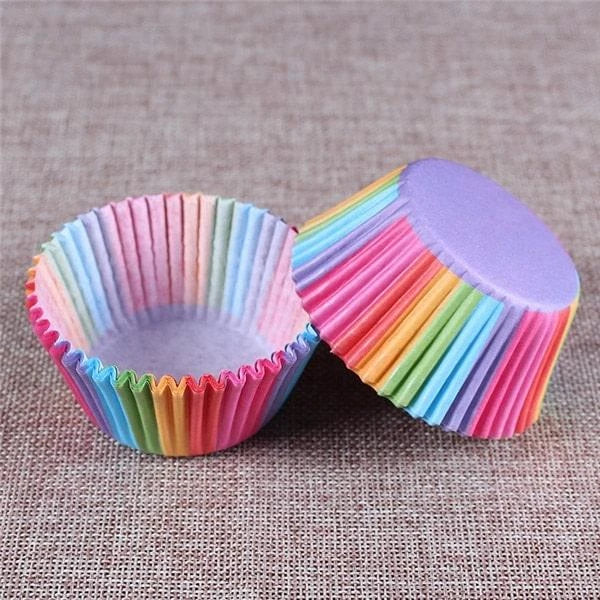 Premium British-made paper cupcake liners in a mixed colour pack, perfect for baking delicious treats at home