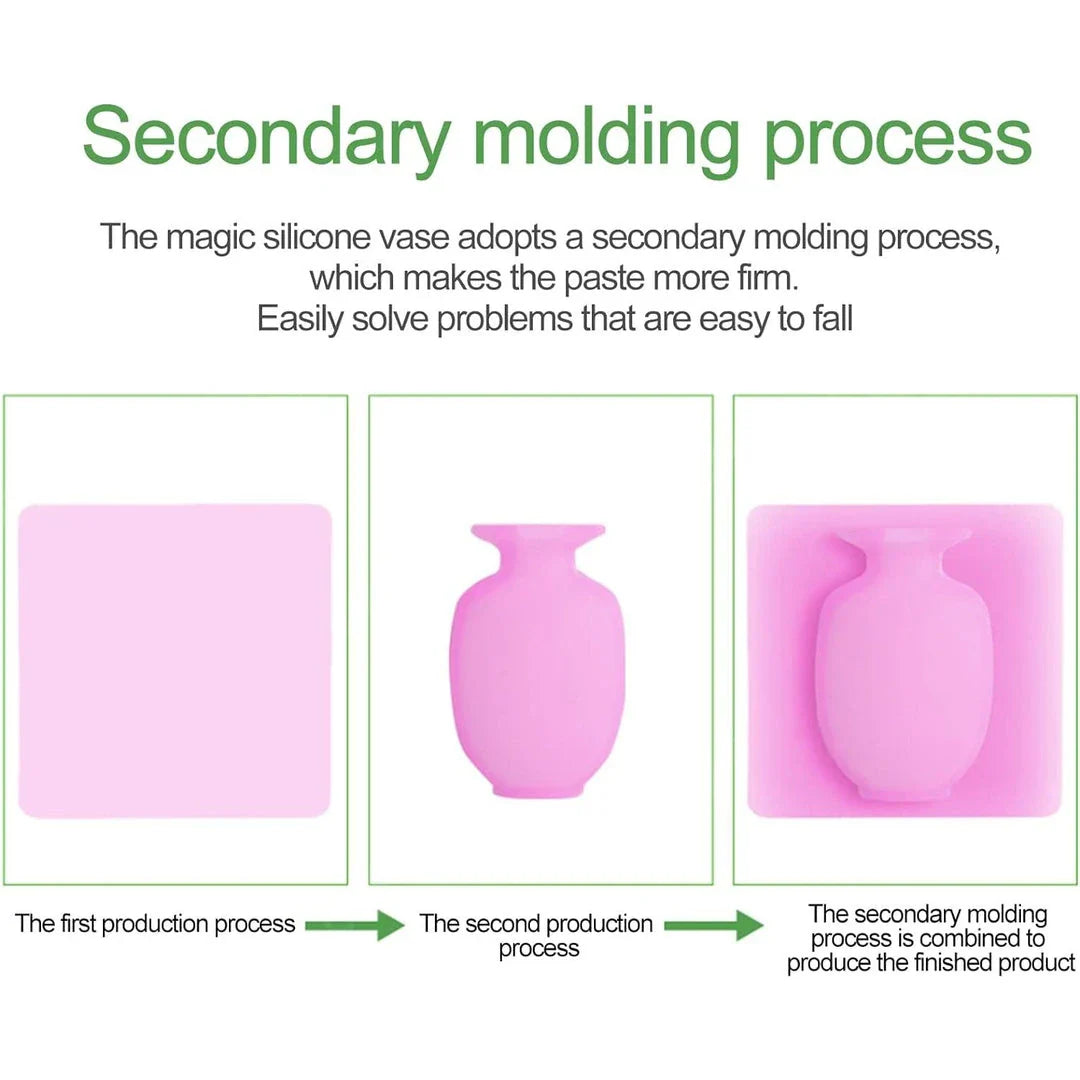 Silicone suction cup wall vase in pink colour, perfect for decorating UK homes