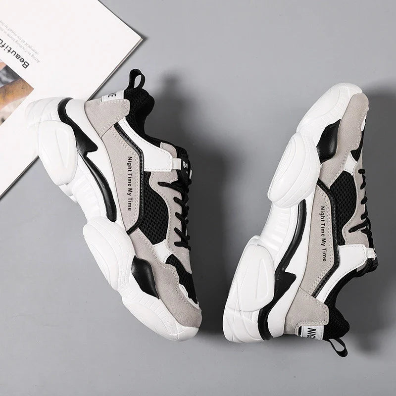 Stylish white platform casual shoes for women, featuring a round toe, thick heel, and comfortable, supportive design.