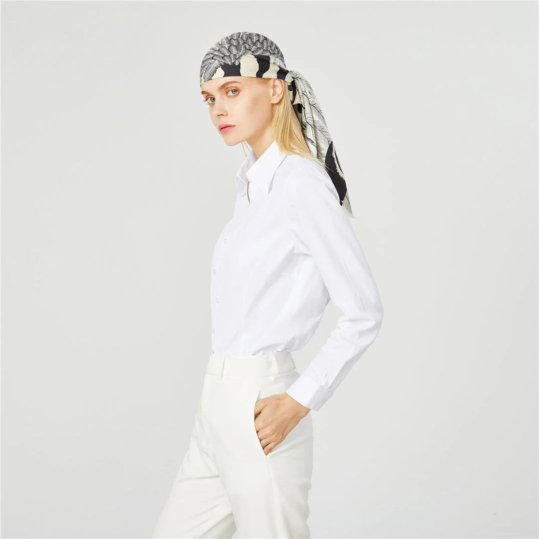 Luxurious 90cm silk square scarf with a winged horse design, perfect for any occasion