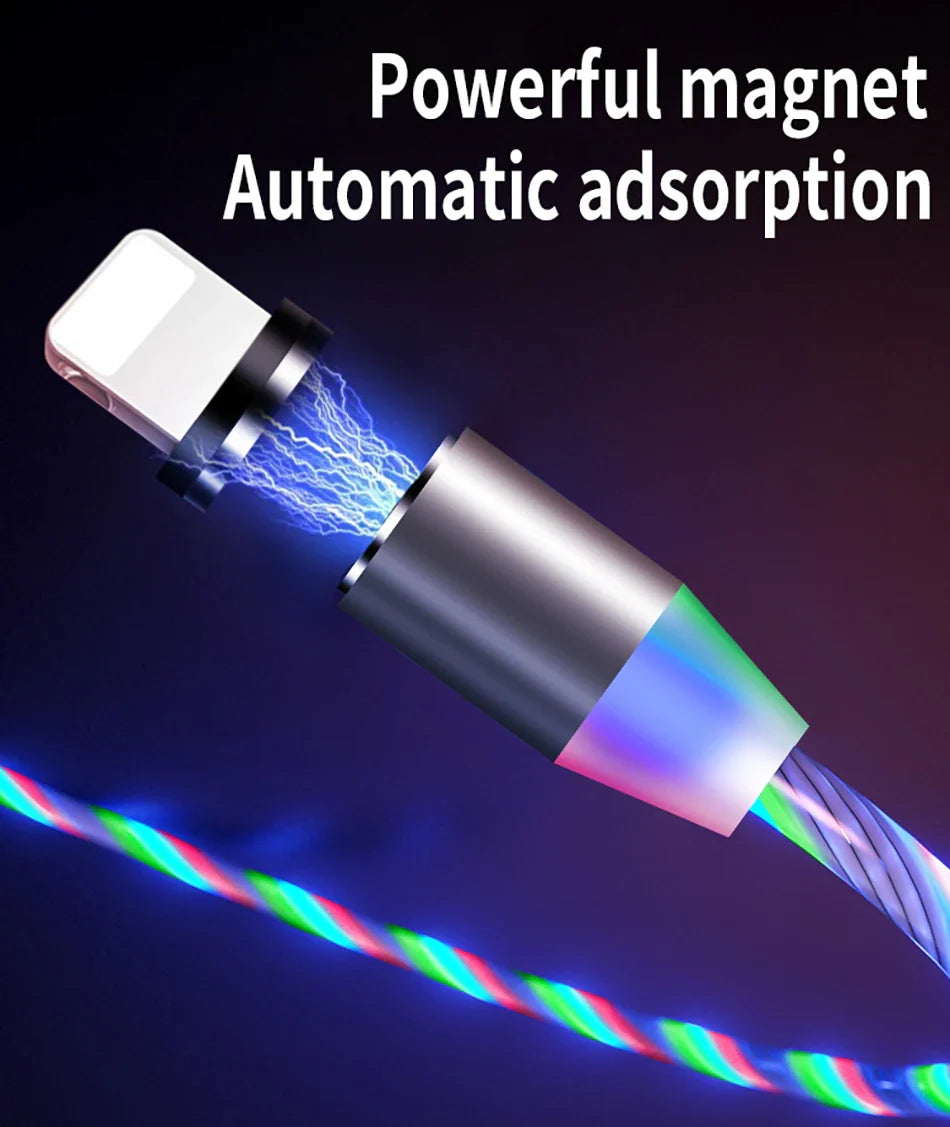 Stylish magnetic charging cable for iPhone, Android, and Type-C devices with premium aluminium alloy construction and fast 2.1A charging