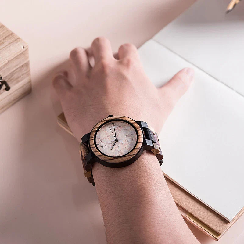 Premium handcrafted wooden watch with a minimalist, elegant design and a round dial