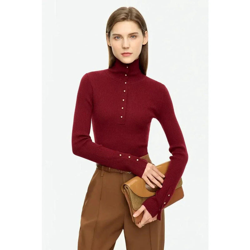 GiftHome UK Timeless Turtleneck Sweater with Chic Button Detail
