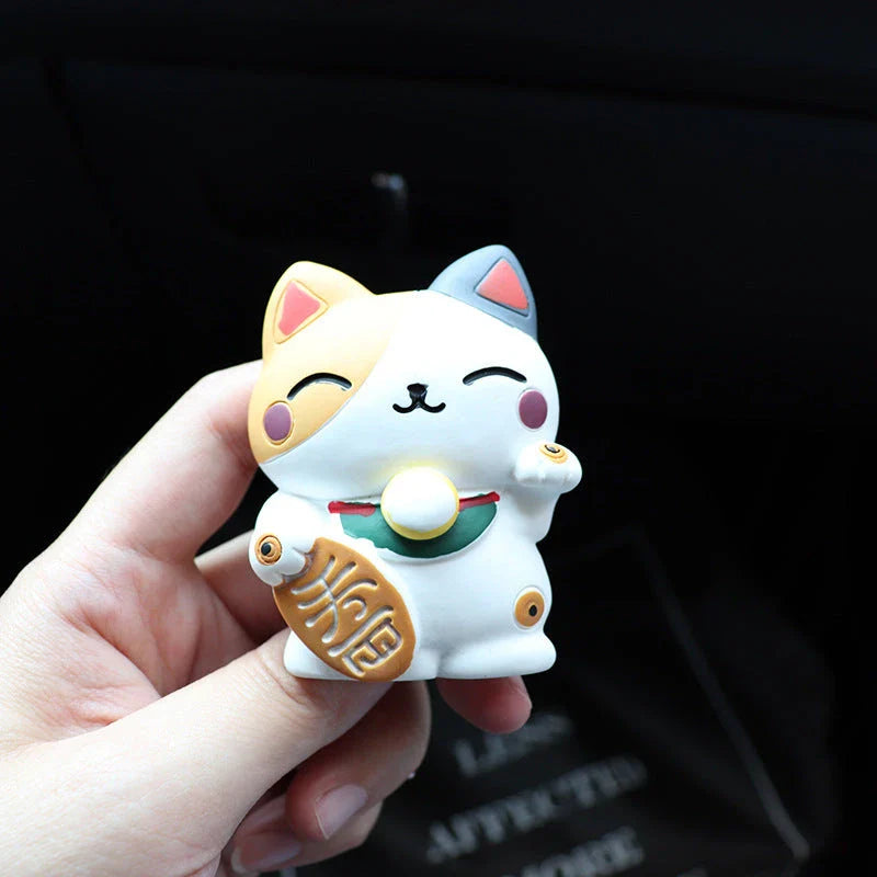 Stylish Lucky Cat Car Air Freshener and Fragrance Diffuser in Black Colour