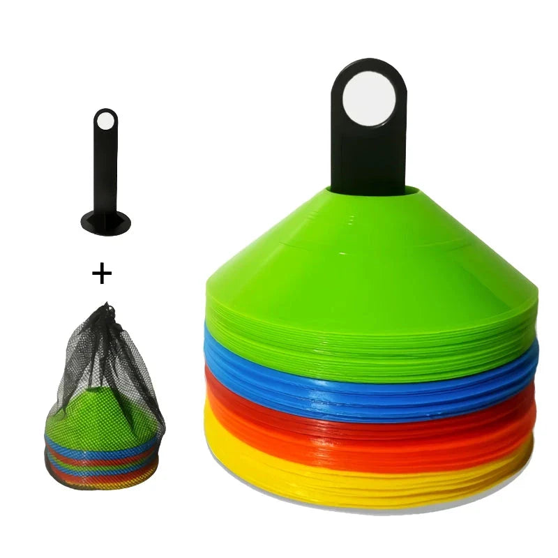 Premium Dynamic Football Training Cones in vibrant red, designed for agility, speed, and precision drills