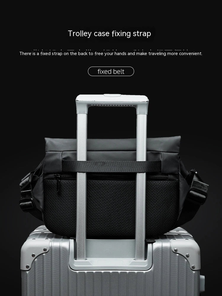 A sleek, minimalist crossbody bag with a mechanical-inspired design, crafted from premium PVC for durability and breathability.