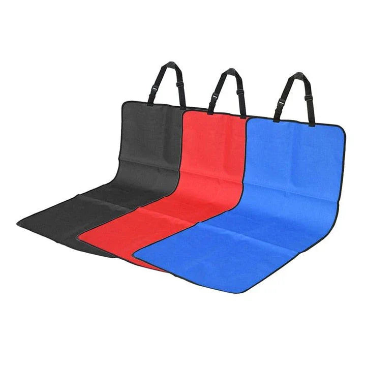 Premium waterproof pet car seat cover in red, designed to protect vehicle's back bench from dirt, fur, and spills