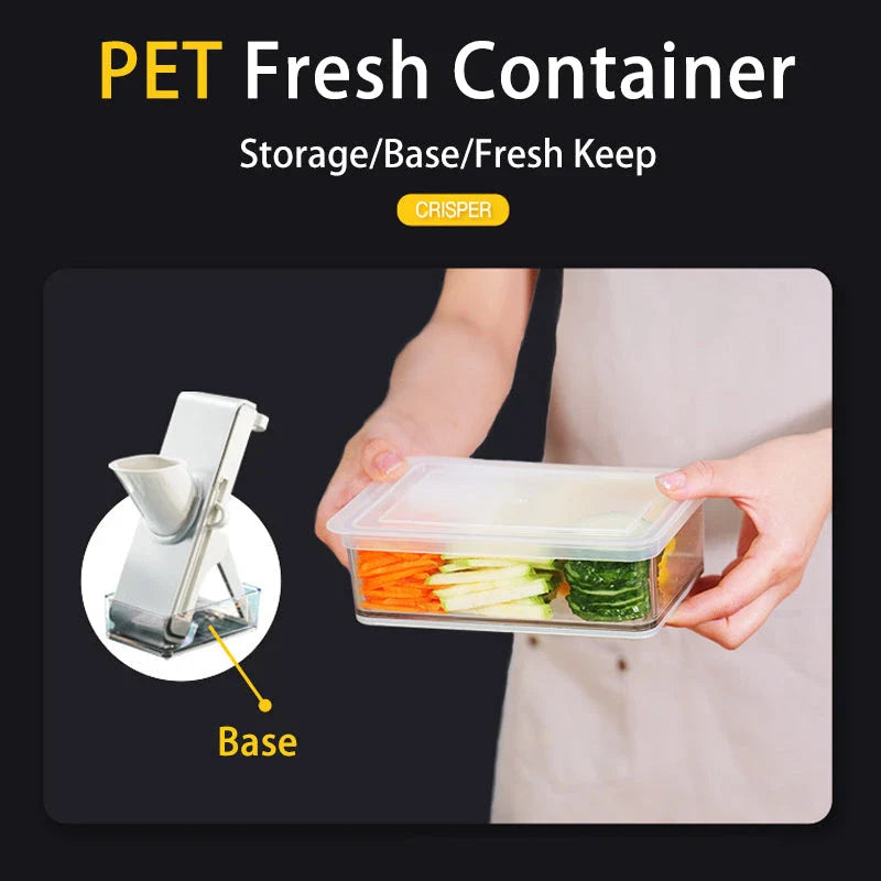 Premium Vegetable Slicer and Chopping Tool with stainless steel blades and plastic body, designed for efficient meal preparation