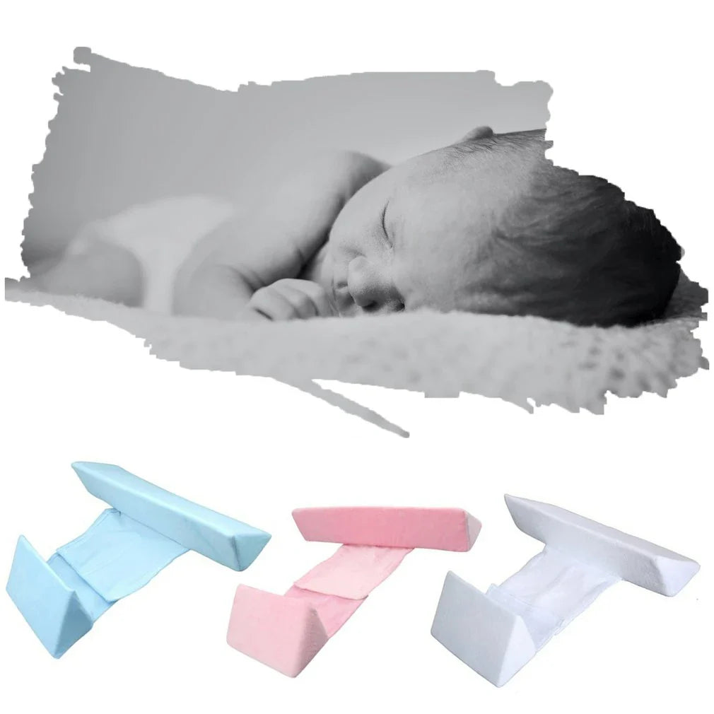 Soft, breathable cotton newborn baby sleeping pillow with adjustable fit and triangular anti-roll design for a comfortable, secure sleeping experience