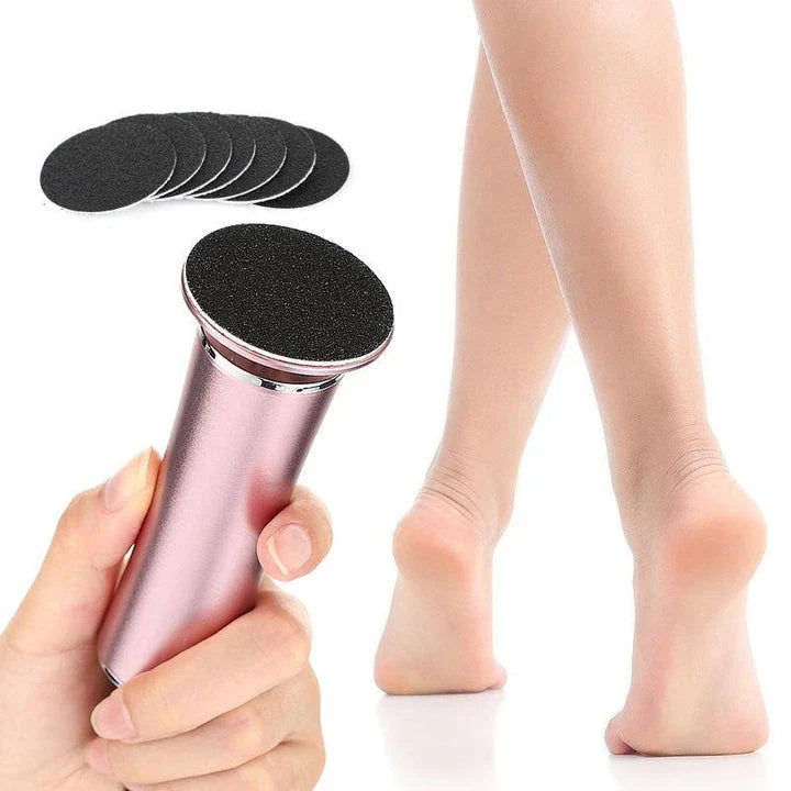 Rechargeable electric foot file pedicure machine with adjustable speed and replaceable sanding papers for efficient callus removal and salon-quality foot care at home