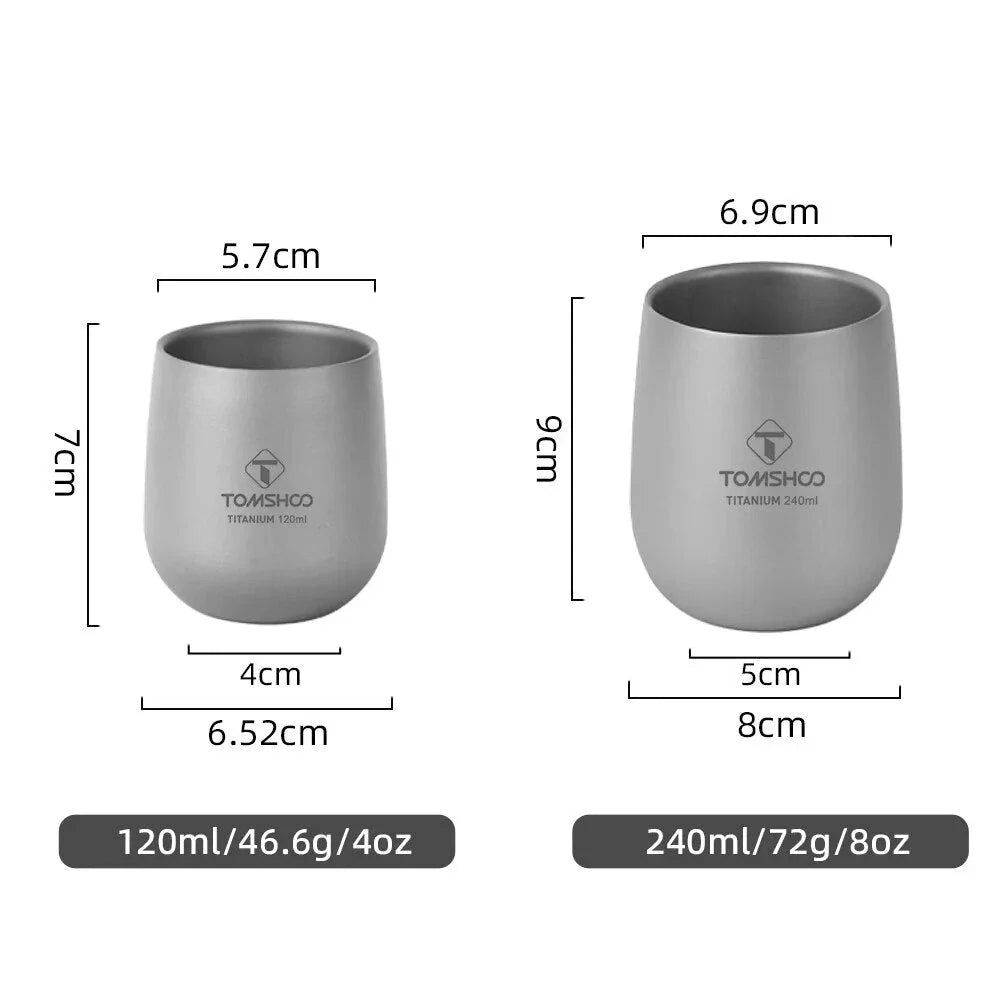 Robust and insulated titanium camping mug with double-wall design for maintaining optimal temperature of hot and cold beverages during outdoor activities