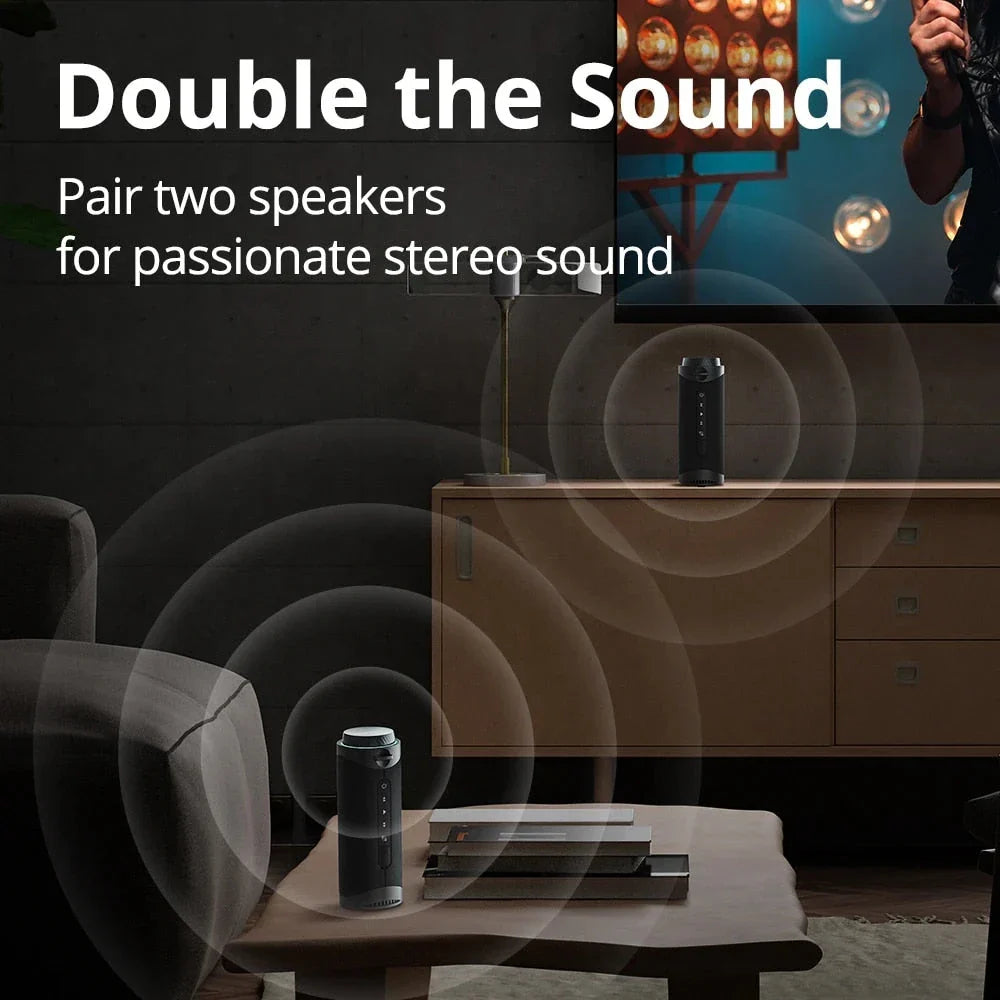 Immersive 360-degree surround sound Bluetooth speaker with vibrant LED light show for enhanced audio-visual experience