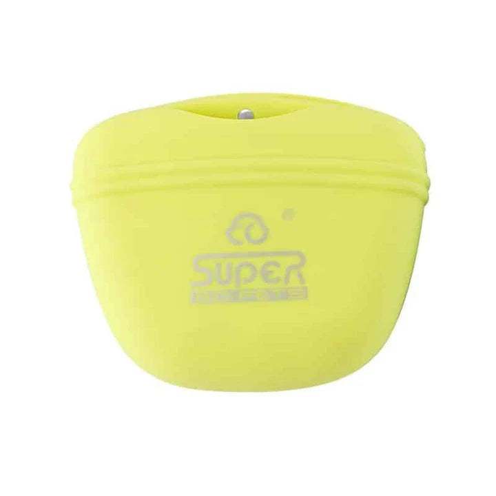 Premium waterproof dog treat pouch with durable plastic construction and convenient clip-on design