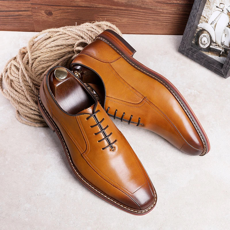 Stylish genuine leather retro shoes for men, featuring a premium cowhide upper and composite sole for long-lasting quality and comfort.