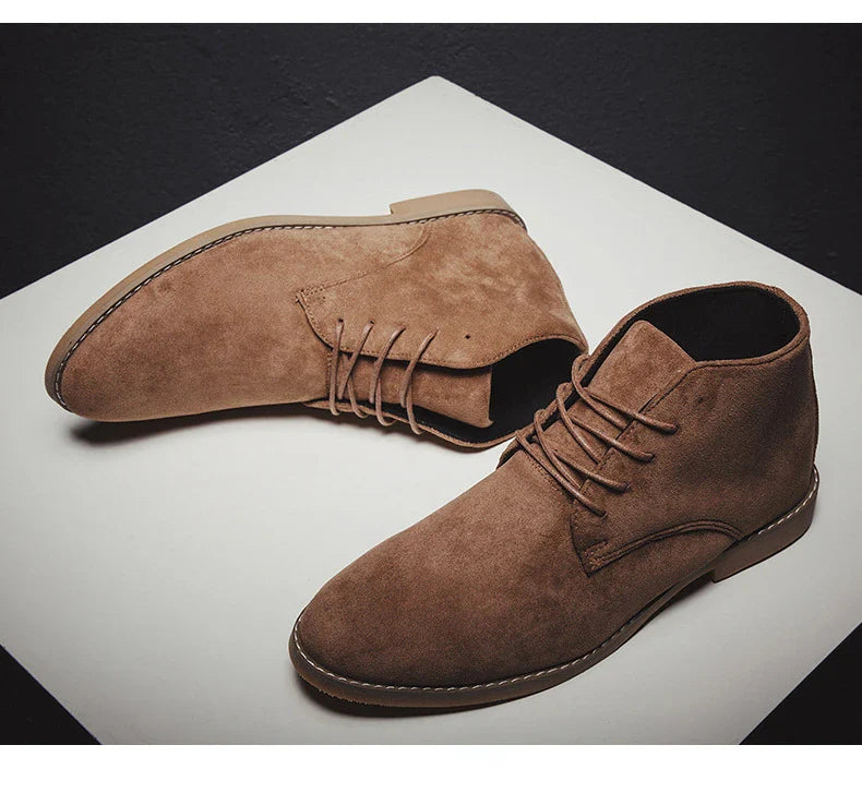 Sophisticated British-style pointed toe leather boots for men in a variety of sizes