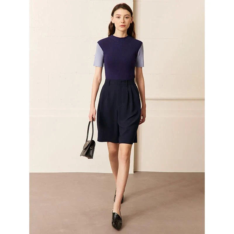Elegant wide-leg shirred shorts for women, featuring a refined design and comfortable fit for the British summer