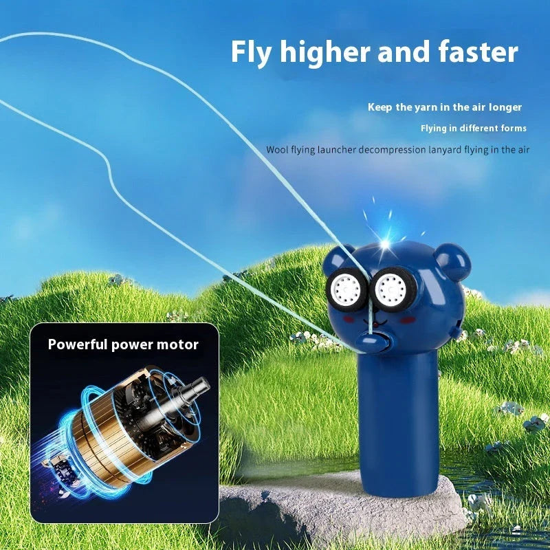 Illuminating rope-driven electric propeller cat toy in blue, with glowing rope and spinning propeller to captivate and entertain your feline companion.