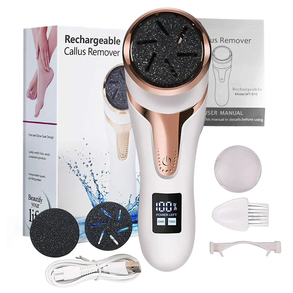 Electric Foot Dead Skin Remover, foot exfoliator with rechargeable battery and ergonomic design for smooth, soft feet