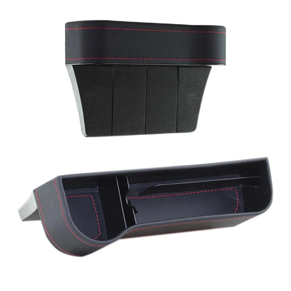 Dual Car Seat Organiser Set with various compartments and storage spaces for keeping car essentials organised