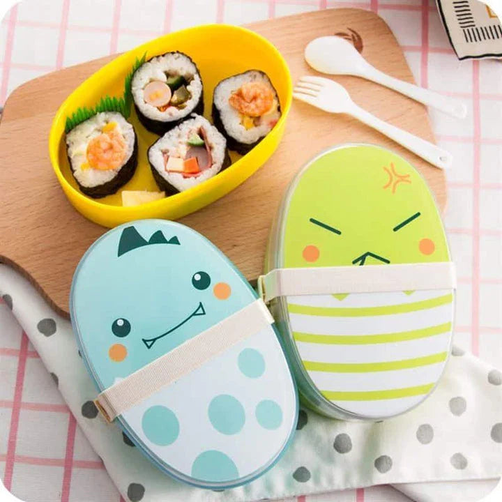 Egg-shaped children's lunchbox made of high-quality plastic with a 700ml capacity and leak-proof design