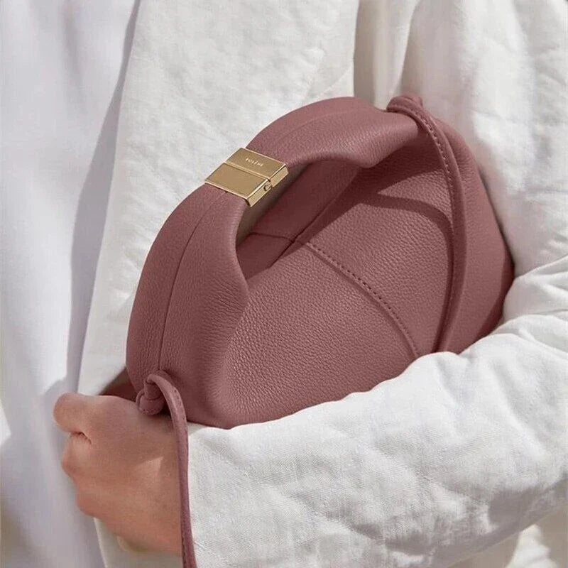 Elegant and Versatile Leather Dumpling-Shaped Tote Bag in White Colour