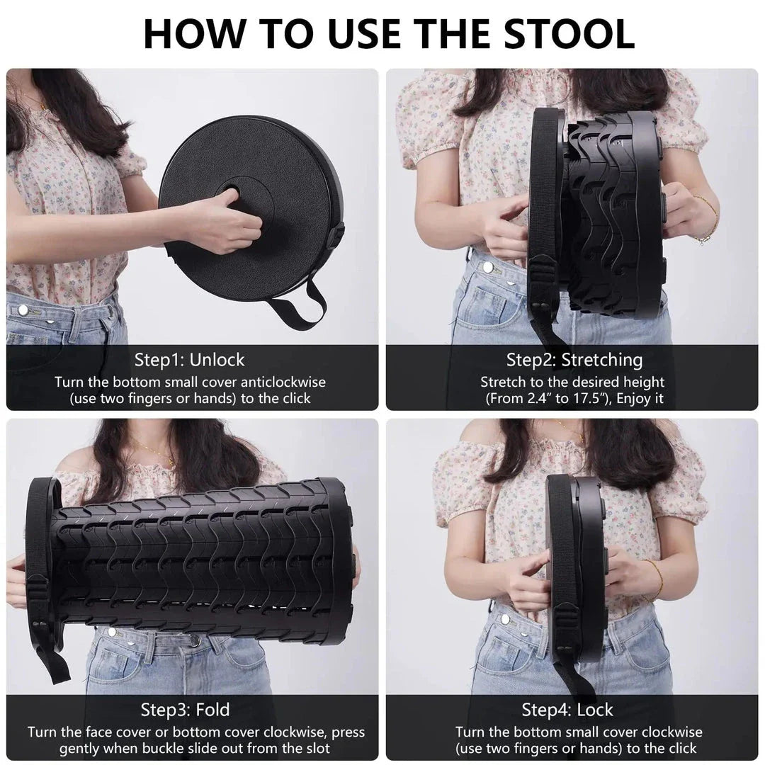 Adjustable Height Portable Telescopic Stool - Sturdy, Lightweight, and Perfect for Outdoor Activities