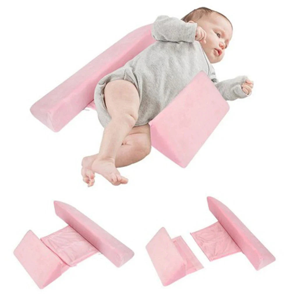 Soft, breathable cotton newborn baby sleeping pillow with adjustable fit and triangular anti-roll design for a comfortable, secure sleeping experience