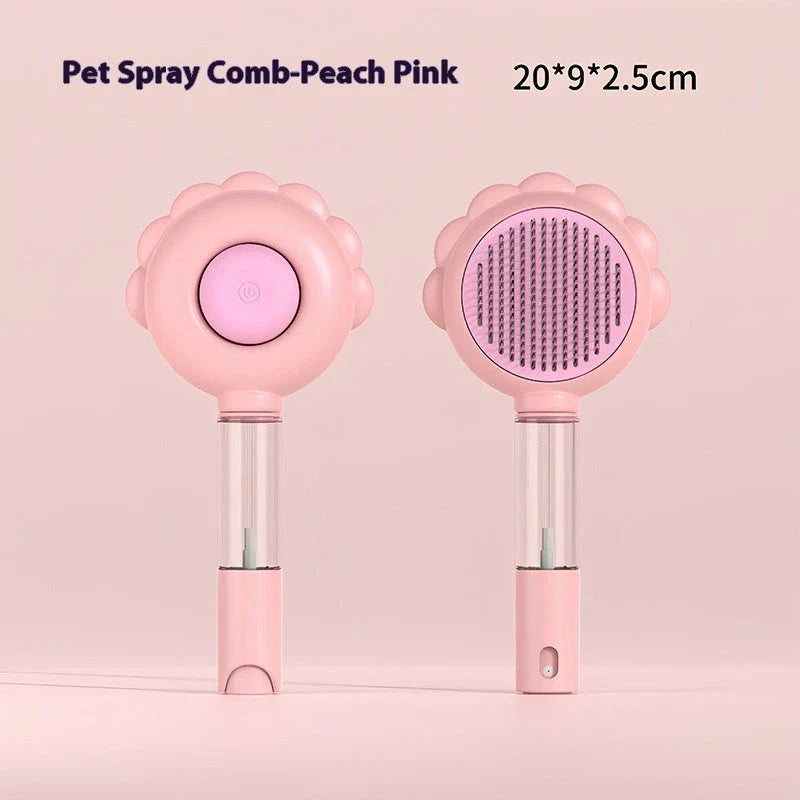 Premium 2-in-1 Self-Cleaning Pet Grooming Brush and Comb with curved comb teeth and ergonomic, non-slip handle for efficient and gentle grooming
