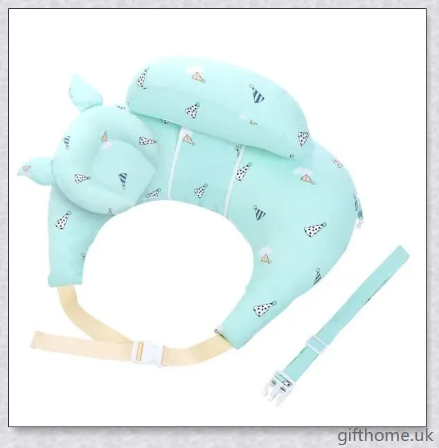 Premium breastfeeding nursing pillow with adjustable buckle, soft cotton fabric, and extra cushioning to support baby's head and prevent reflux.