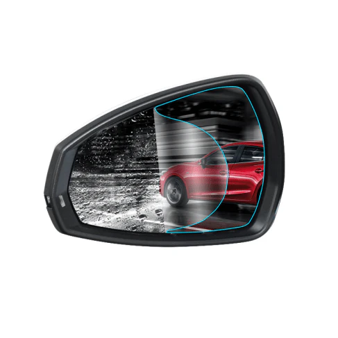 Car side mirror rainproof stickers providing clear visibility in wet weather conditions