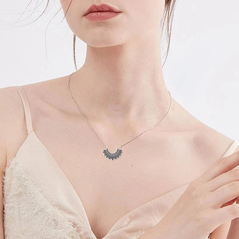 925 sterling silver necklace with lace detailing, inspired by Ruth Bader Ginsburg's iconic 'dissenting collar'