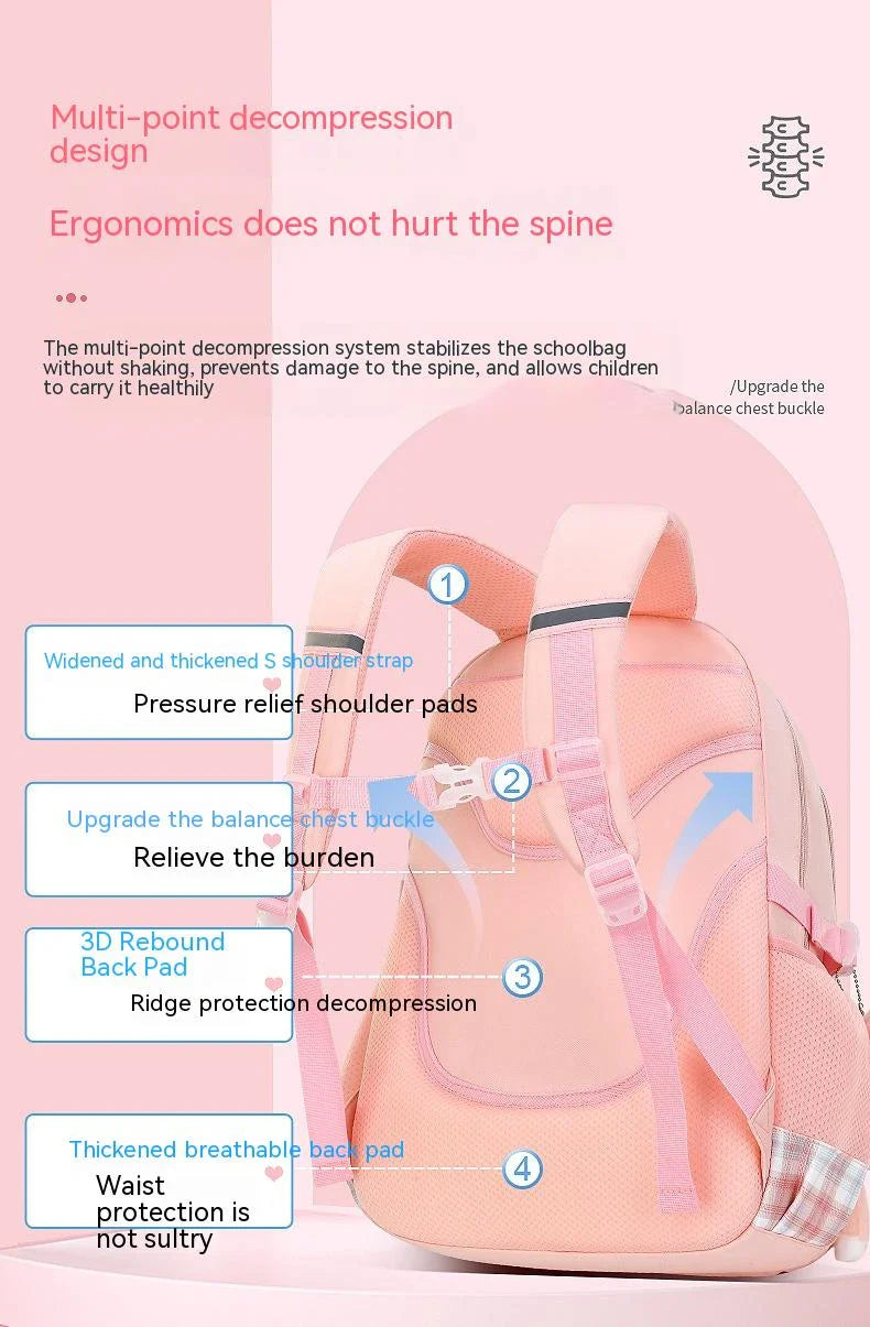 Charming children's backpack with cartoon design, ample capacity, and lightweight nylon construction
