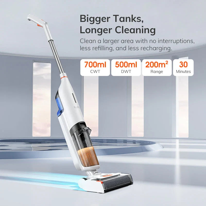 Cordless wet and dry cleaning smart robotic mop with powerful suction, dual water tanks, and self-cleaning function for effortless home cleaning