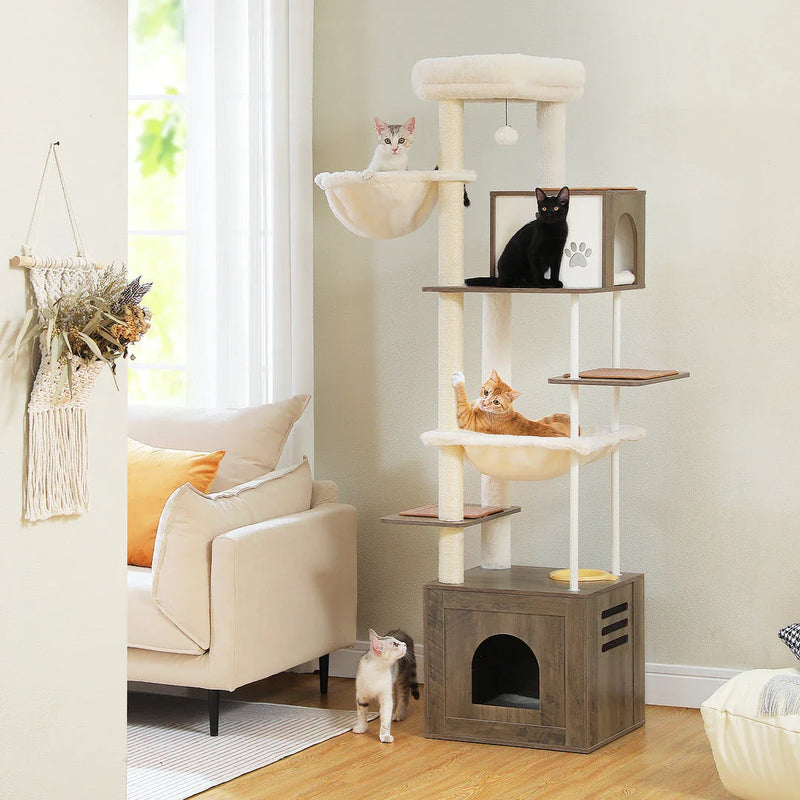 GiftHome UK Spacious Multi-Level Cat Condo with Hammocks & Scratching Posts