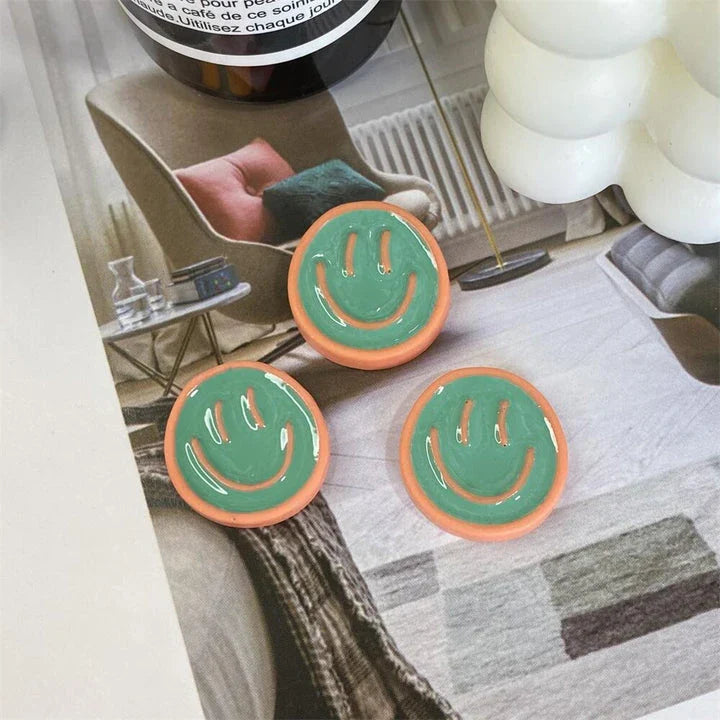 Cheerful Nordic-inspired refrigerator magnets with cartoon designs in various colours, made of high-quality resin for durability