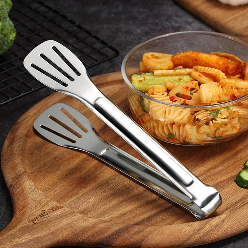 Premium 304 stainless steel BBQ tongs with ergonomic non-slip grip for durable and versatile grilling and cooking