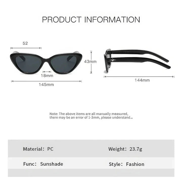 Classic cat-eye sunglasses with rice nail detail, offering UV protection and gradient lenses for a timeless, sophisticated look.