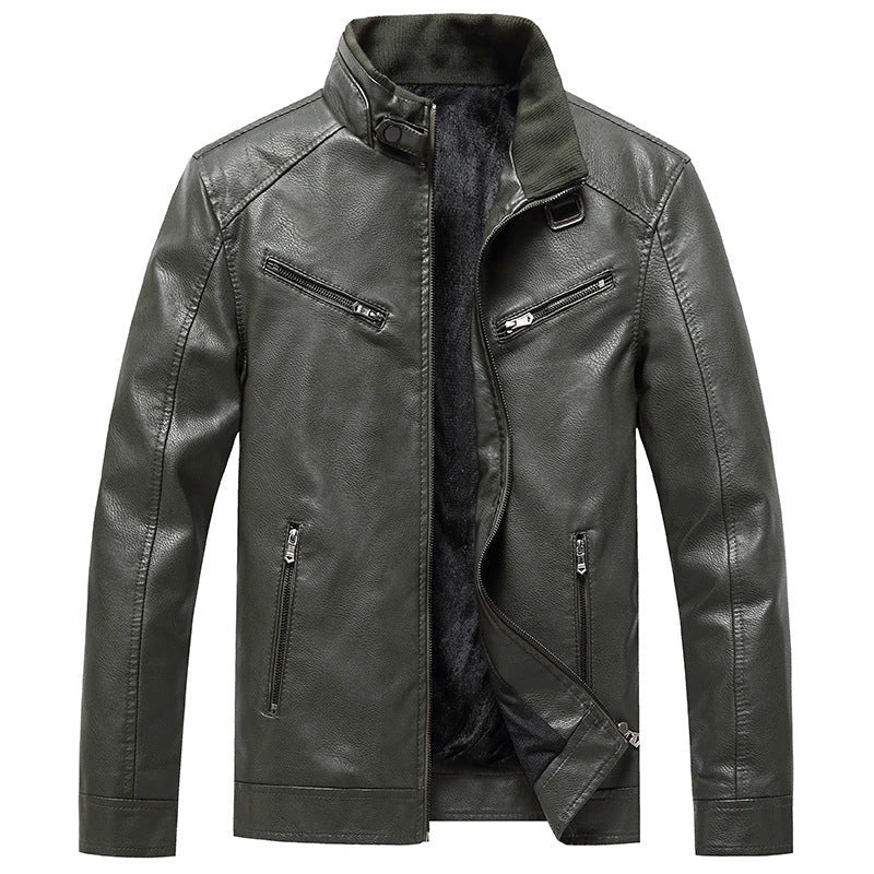 Stylish Fleece-Padded Jacket with PU Leather Accents in Various Colours