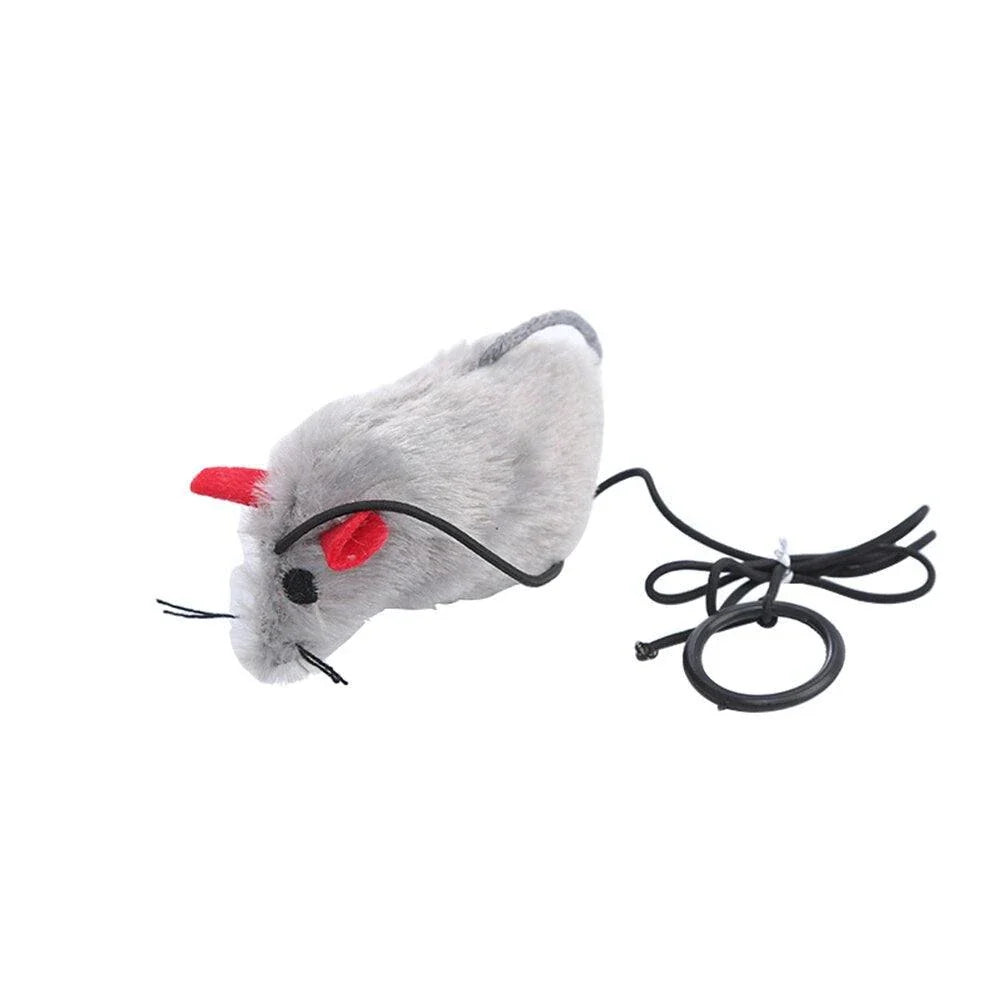 Colourful toy mouse set with 5 plush mice in various bright colours for cat playtime